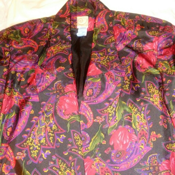 Vintage Amanda Fielding Silk Paisley Floral Blazer - Picture 3 of 6